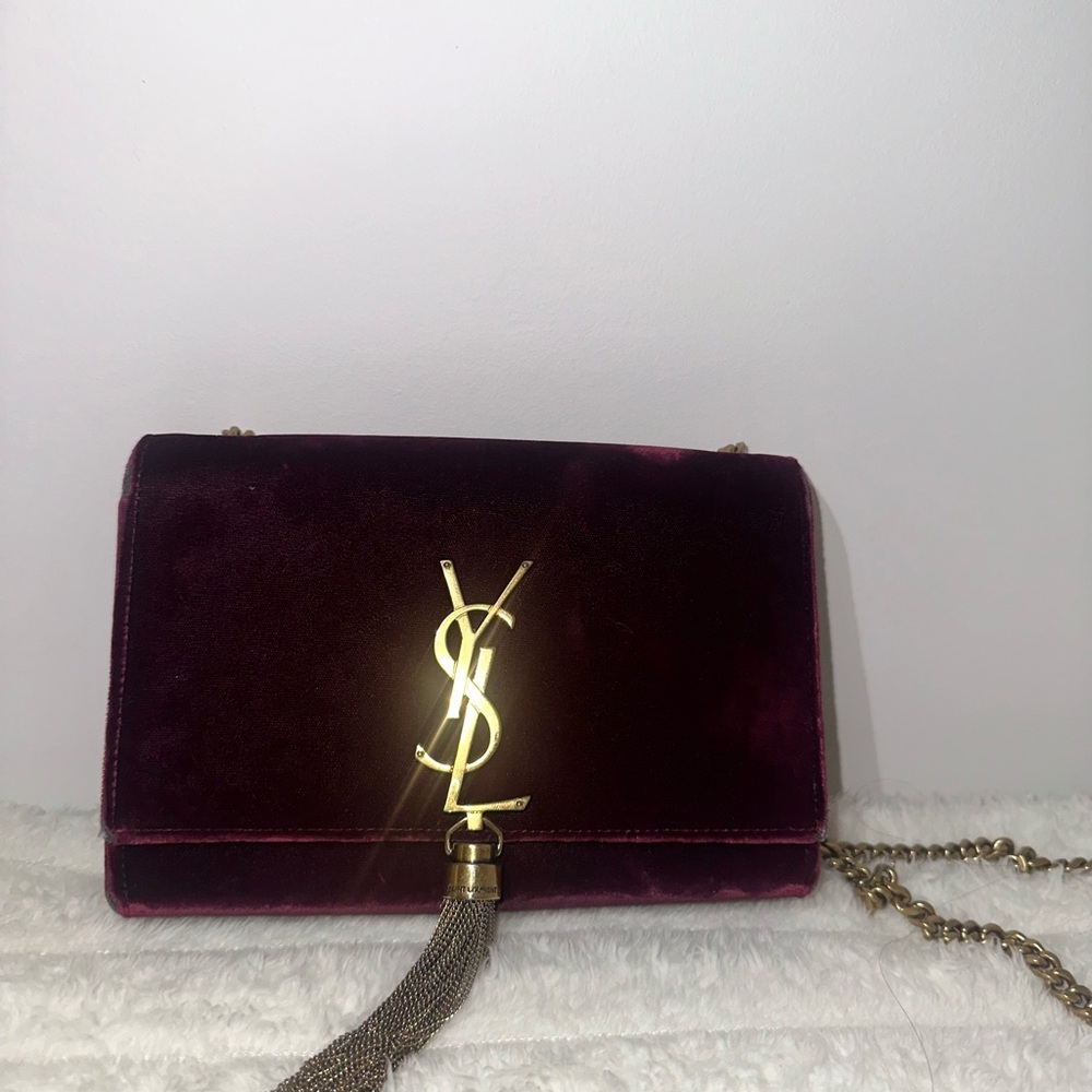 Yves Saint Laurent Burgundy Velvet Chain Bag